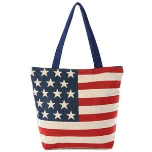 American Flag Canvas Tote- Zipper Close- NWT